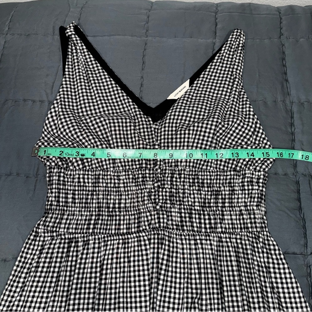 Lucky Brand V-Neck Smocked Waist Midi Dress - Picture 15 of 16